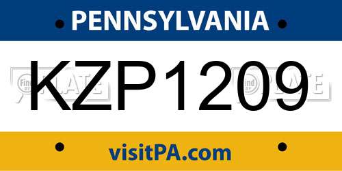 KZP1209 Pennsylvania License Plate