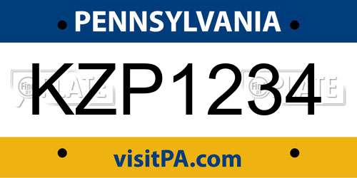 KZP1234 Pennsylvania License Plate