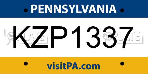 KZP1337 Pennsylvania License Plate