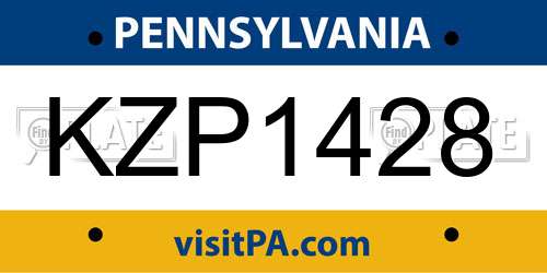 KZP1428 Pennsylvania License Plate