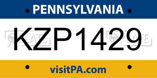 KZP1429 Pennsylvania License Plate