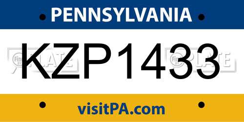 KZP1433 Pennsylvania License Plate