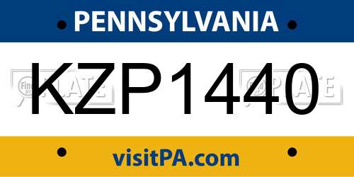 KZP1440 Pennsylvania License Plate