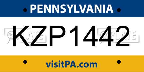 KZP1442 Pennsylvania License Plate