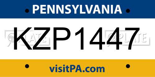 KZP1447 Pennsylvania License Plate