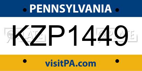 KZP1449 Pennsylvania License Plate