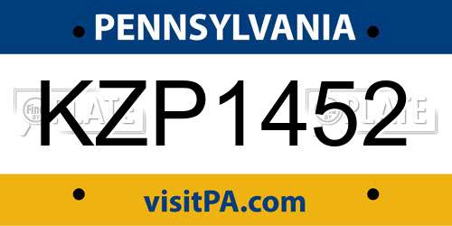 KZP1452 Pennsylvania License Plate