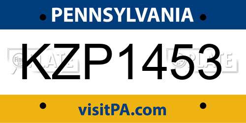 KZP1453 Pennsylvania License Plate