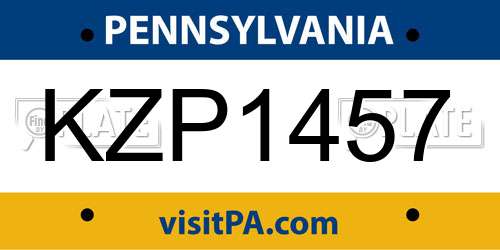 KZP1457 Pennsylvania License Plate