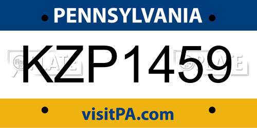 KZP1459 Pennsylvania License Plate