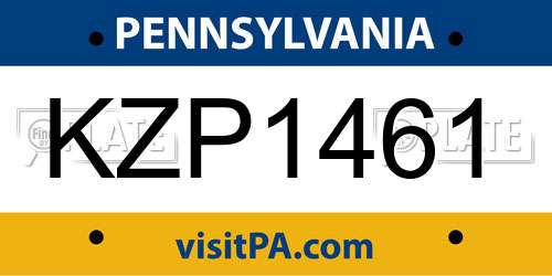 KZP1461 Pennsylvania License Plate