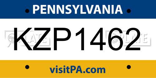 KZP1462 Pennsylvania License Plate
