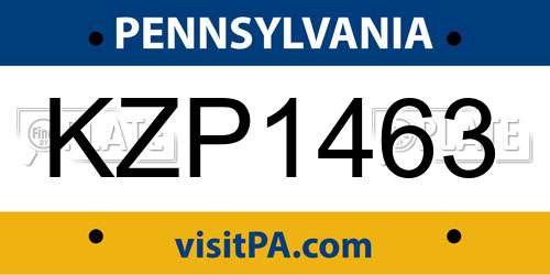 KZP1463 Pennsylvania License Plate