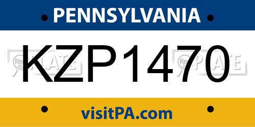 KZP1470 Pennsylvania License Plate