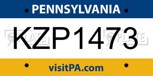 KZP1473 Pennsylvania License Plate