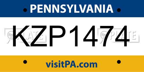 KZP1474 Pennsylvania License Plate