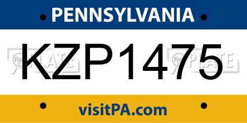 KZP1475 Pennsylvania License Plate