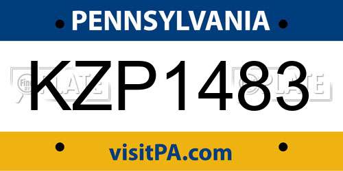 KZP1483 Pennsylvania License Plate
