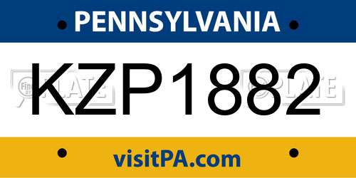 KZP1882 Pennsylvania License Plate