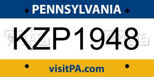 KZP1948 Pennsylvania License Plate