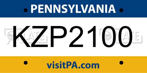 KZP2100 Pennsylvania License Plate