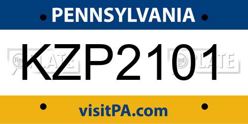 KZP2101 Pennsylvania License Plate