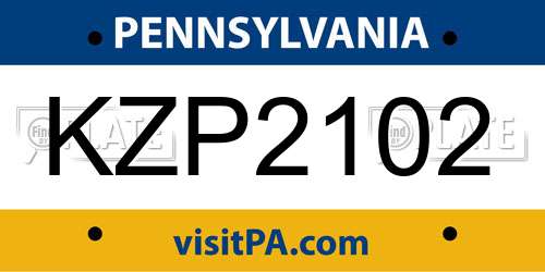 KZP2102 Pennsylvania License Plate