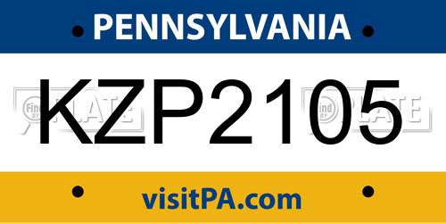 KZP2105 Pennsylvania License Plate