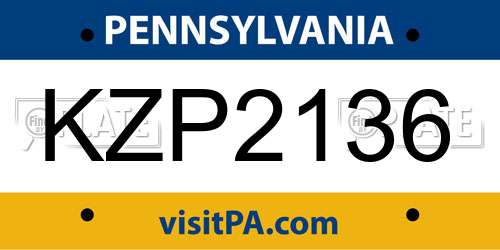 KZP2136 Pennsylvania License Plate