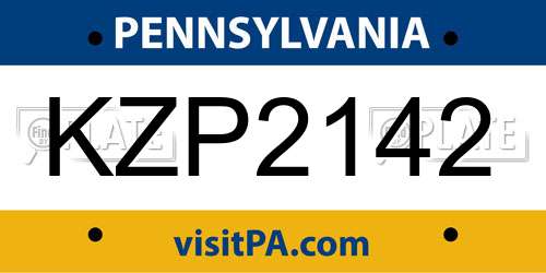 KZP2142 Pennsylvania License Plate