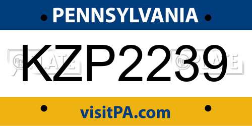 KZP2239 Pennsylvania License Plate
