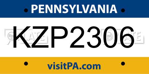 KZP2306 Pennsylvania License Plate