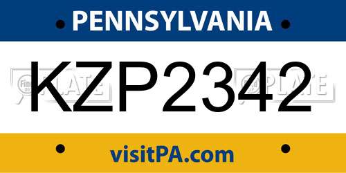 KZP2342 Pennsylvania License Plate