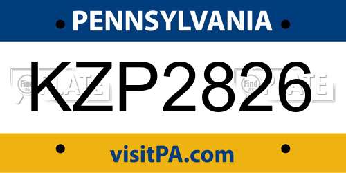 KZP2826 Pennsylvania License Plate