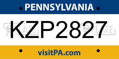 KZP2827 Pennsylvania License Plate