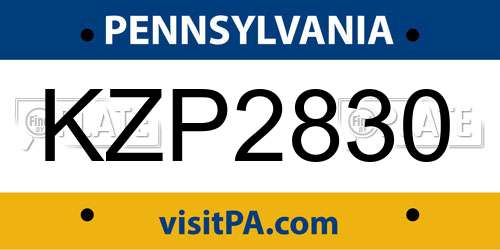 KZP2830 Pennsylvania License Plate