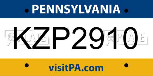 KZP2910 Pennsylvania License Plate