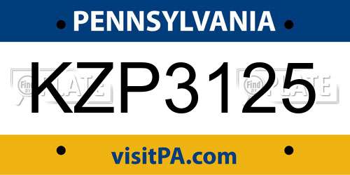 KZP3125 Pennsylvania License Plate