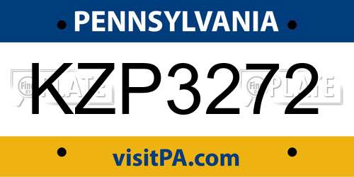 KZP3272 Pennsylvania License Plate
