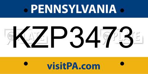 KZP3473 Pennsylvania License Plate