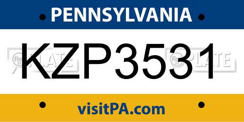 KZP3531 Pennsylvania License Plate