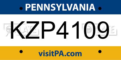 KZP4109 Pennsylvania License Plate