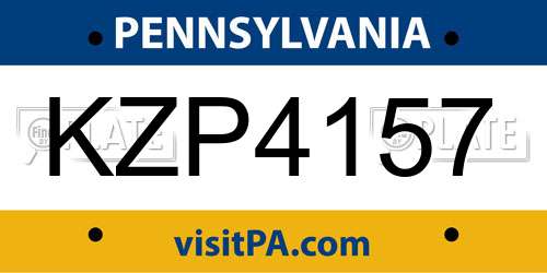 KZP4157 Pennsylvania License Plate