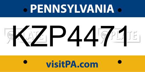 KZP4471 Pennsylvania License Plate