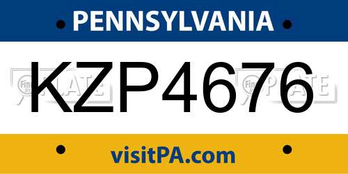 KZP4676 Pennsylvania License Plate