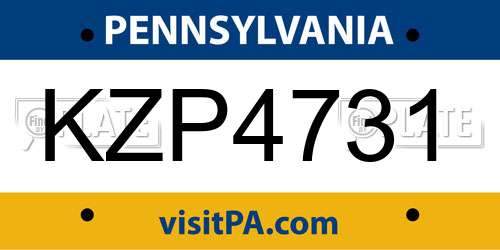KZP4731 Pennsylvania License Plate