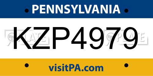 KZP4979 Pennsylvania License Plate