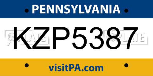 KZP5387 Pennsylvania License Plate