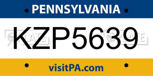 KZP5639 Pennsylvania License Plate