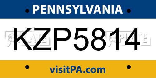 KZP5814 Pennsylvania License Plate
